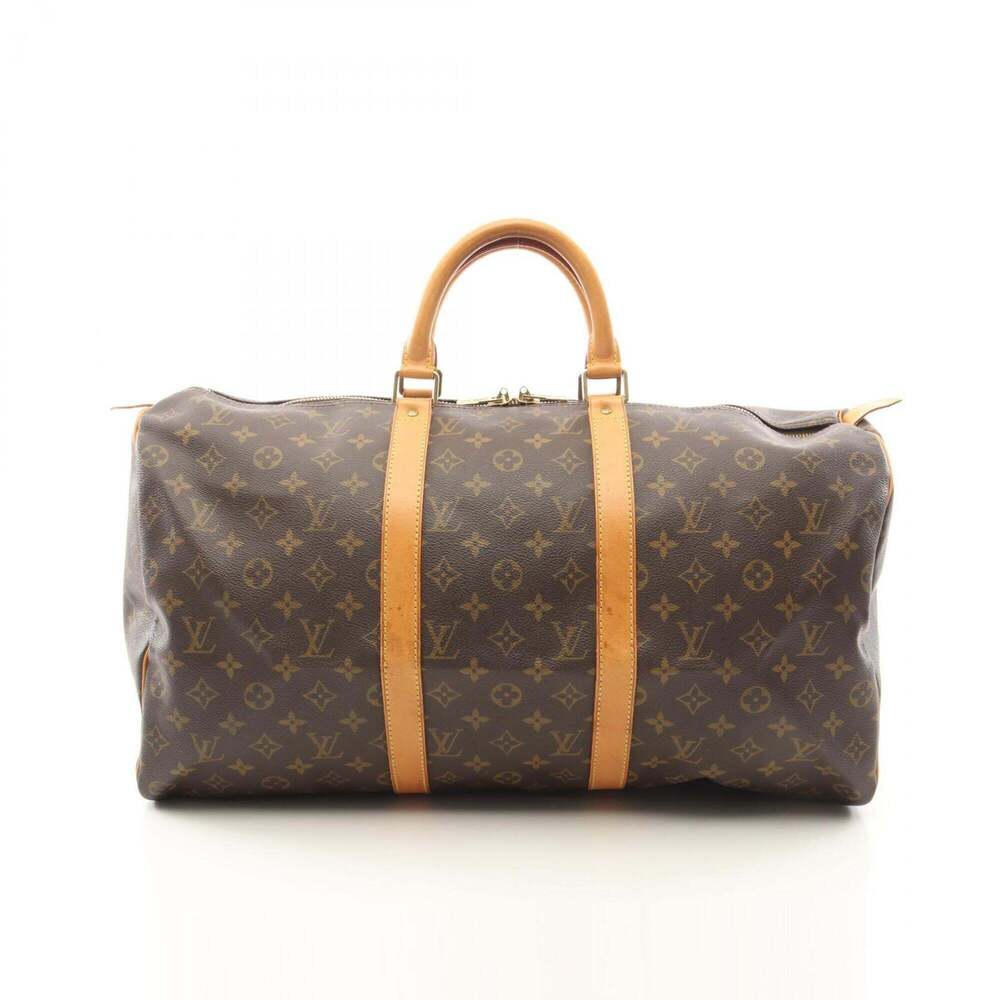 LOUIS VUITTON Brown Monogram Leather Keepall 50 Boston Bag - Picture 1 of 11
